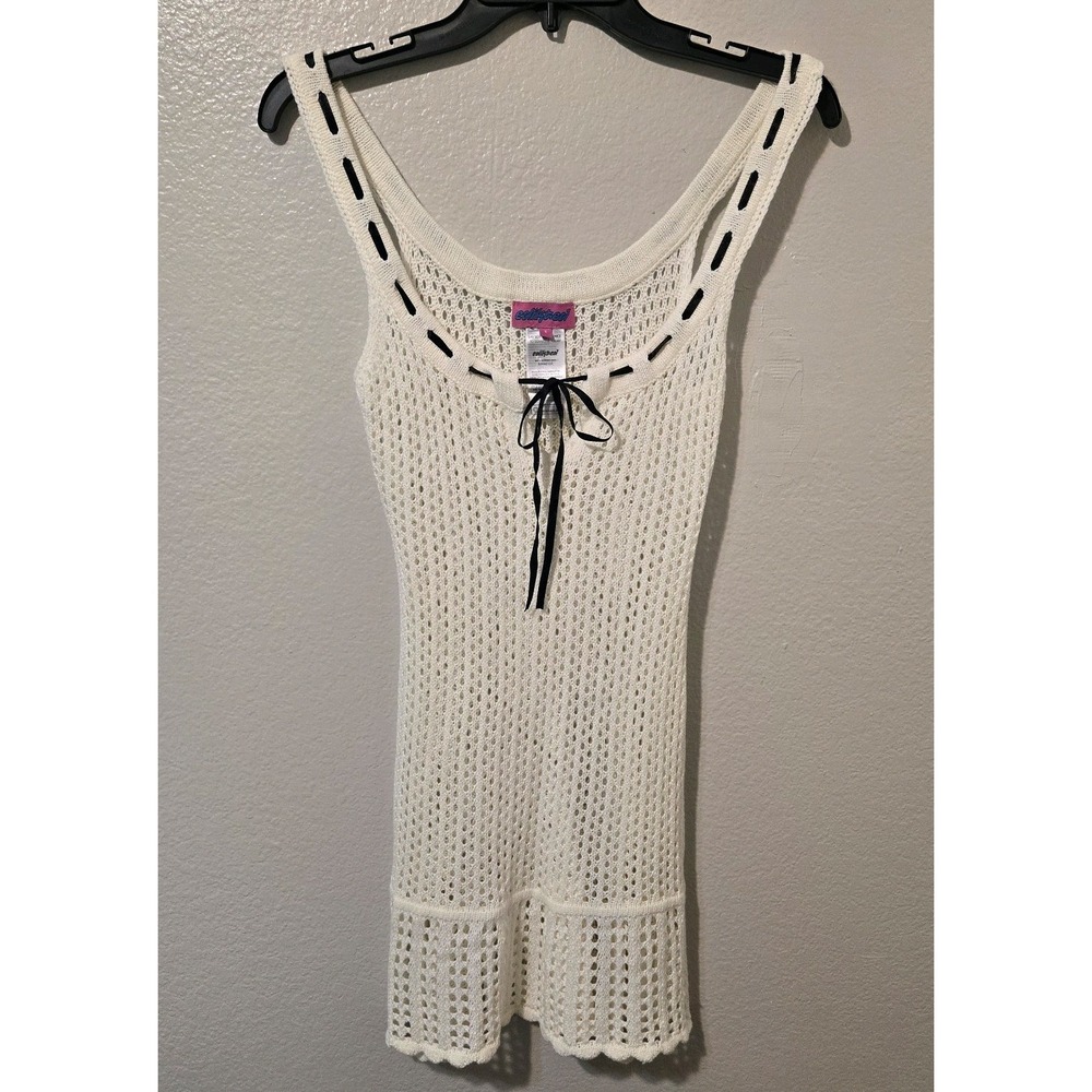 Edikted Ribbon Crochet Mini Dress Cream Color Size Small